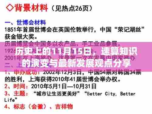 历史上的11月15日，速算知识的演变与最新发展观点分享