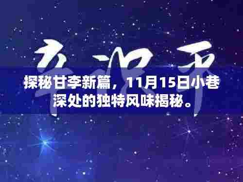 探秘甘李新篇,11月15日小巷深处的独特风味揭秘。