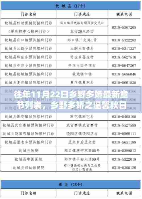 乡野多娇之秋日轻语与笑颜，最新章节列表及温馨篇章回顾