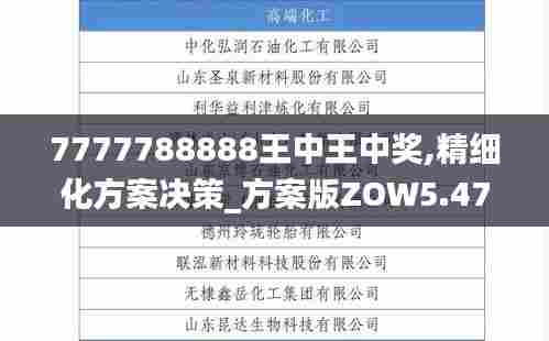7777788888王中王中奖,精细化方案决策_方案版ZOW5.47