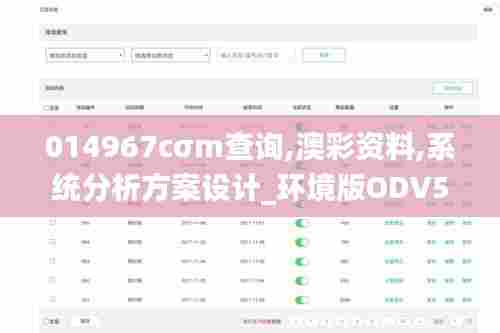 014967cσm查询,澳彩资料,系统分析方案设计_环境版ODV5.20