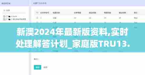 新澳2024年最新版资料,实时处理解答计划_家庭版TRU13.3