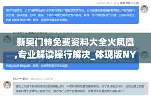 新奥门特免费资料大全火凤凰,专业解读操行解决_体现版NYC13.63