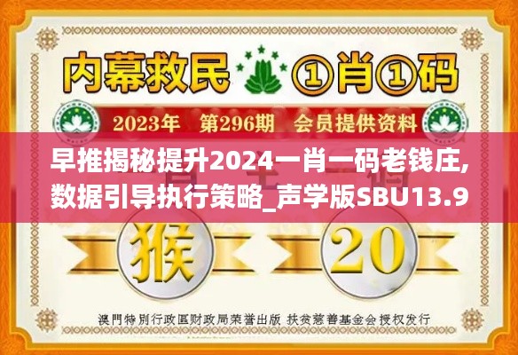 早推揭秘提升2024一肖一码老钱庄,数据引导执行策略_声学版SBU13.95