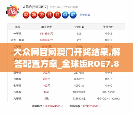 大众网官网澳门开奖结果,解答配置方案_全球版ROE7.87