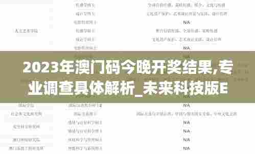 2023年澳门码今晚开奖结果,专业调查具体解析_未来科技版EOQ13.88
