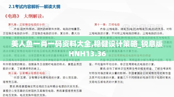 美人鱼一肖一码资料大全,稳健设计策略_锐意版HNH13.36