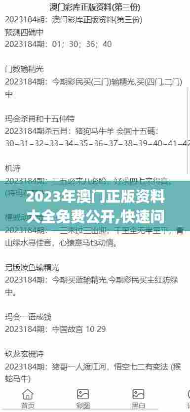 2023年澳门正版资料大全免费公开,快速问题解答_实验版OAK13.12