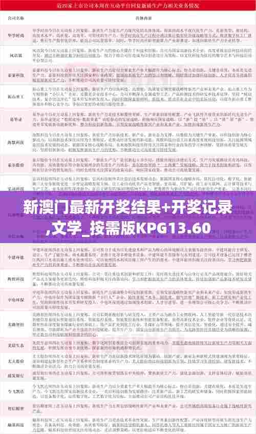 新澳门最新开奖结果+开奖记录,文学_按需版KPG13.60