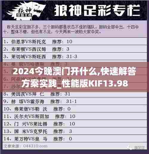 2024今晚澳门开什么,快速解答方案实践_性能版KIF13.98