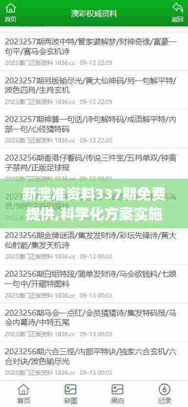 新澳准资料337期免费提供,科学化方案实施探讨_Advance145.972-8