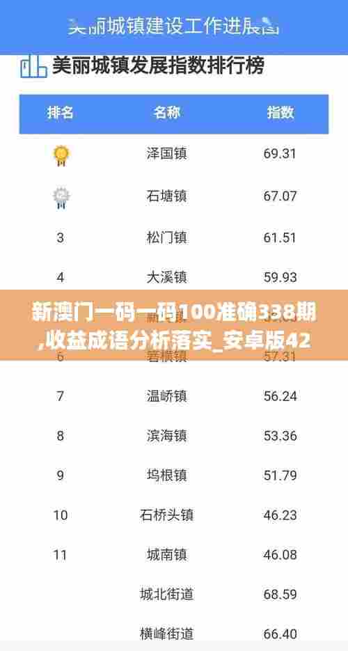 新澳门一码一码100准确338期,收益成语分析落实_安卓版42.815-3