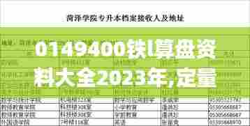 0149400铁l算盘资料大全2023年,定量分析解释定义_升级版4.124
