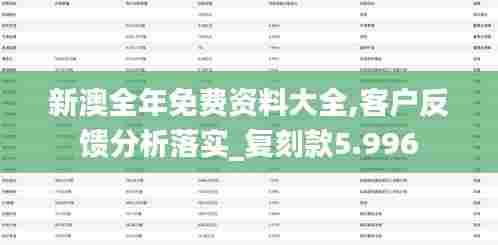 新澳全年免费资料大全,客户反馈分析落实_复刻款5.996