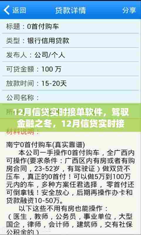 驾驭金融之冬，12月信贷实时接单软件的励志之旅