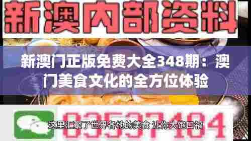 新澳门正版免费大全348期：澳门美食文化的全方位体验