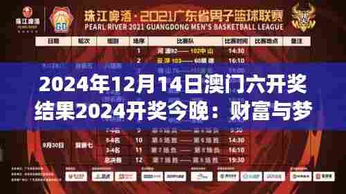 2024年12月14日澳门六开奖结果2024开奖今晚：财富与梦想的交汇点