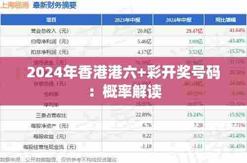 2024年香港港六+彩开奖号码：概率解读