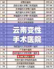 云南变性手术医院排名TOP10揭秘，权威榜单深度解析